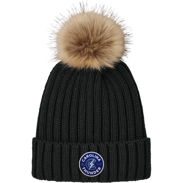 Carolina Thunder Faux Fur Pom Beanie
